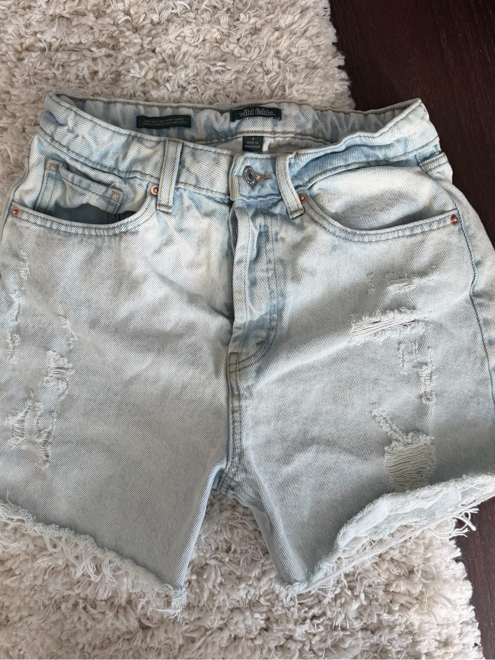 Wild Fable Light Wash Distressed Mid-Thigh Denim Shorts